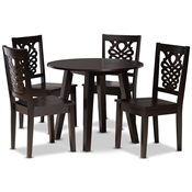 Baxton Studio Mina Modern and Contemporary Transitional Dark Brown Finished Wood 5-Piece Dining Set